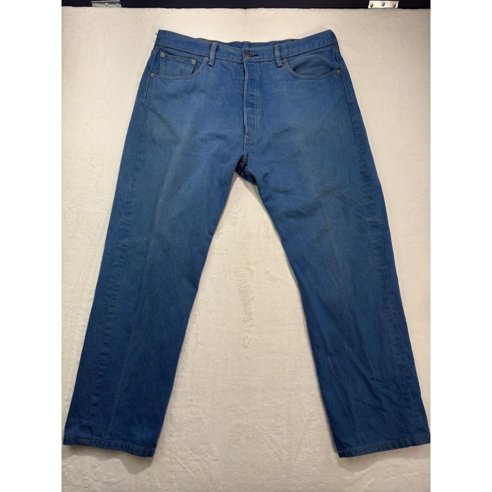 Levis 501 Jeans Mens 40x32 Blue Button Fly Straight Leg Light Wash Denim